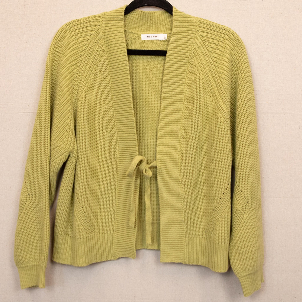 Mod Ref Willa green tie front cardigan-S